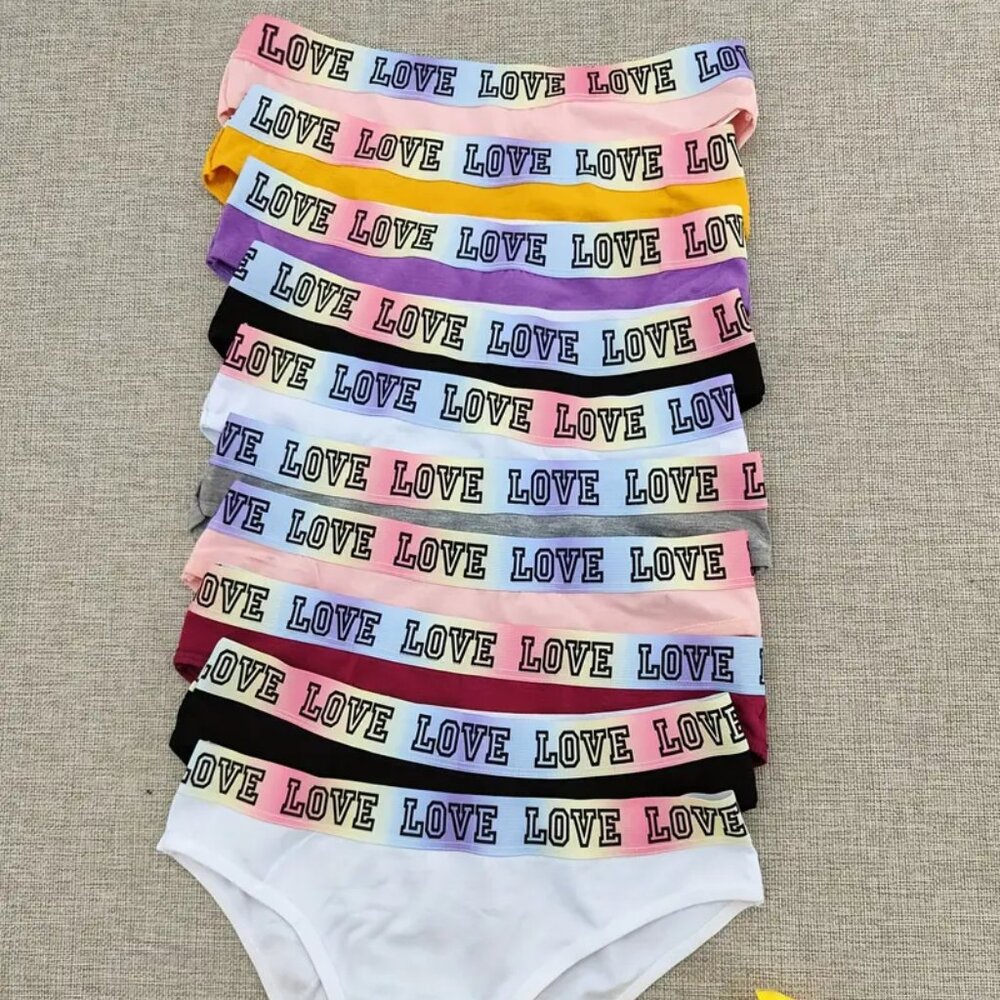10pcs Romantic LOVE Letter Tape Briefs -Ultra-Breathable, Comfy, Soft Size M (6)